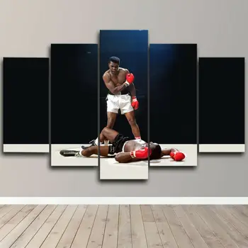 Muhammad Ali de Boxeo Pro Boxeador Leyenda de la Lona de Arte de la Pared de Impresión de la Decoración del Hogar, Fotos de Cartel de la Decoración de la Habitación de las Pinturas de 5 Panel HD de Impresión