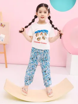 Primavera Verano coreano Niños Conjunto de Ropa para Niñas O-Cuello de la camiseta Casual de Tres dimensiones Flores Tops Linterna Pantalones de Traje de Bebé