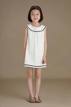 Verano Vestido de las Niñas coreano de la Moda de Vestir para las Niñas Casual de la Princesa Vestido de los Niños Ropa de Color Blanco