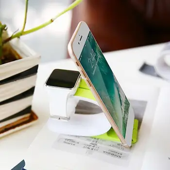 2 En 1 Reloj del Silicón del Teléfono de Escritorio Titular de Soporte para el iPhone Xiaomi Huawei Samsung Estación de Carga Base Dock Smartphone de Pie