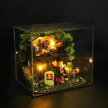 DIY Miniatura casa de Muñecas Pequeño Edificio de la Casa de los Kits para los Niños Niñas Adolescentes