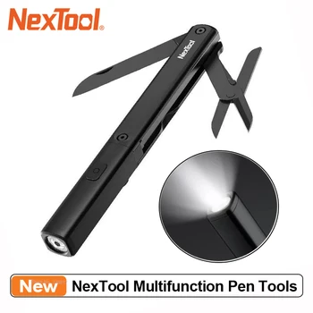 NexTool Multifunción Herramientas de Pluma N1 3 en 1 Linterna Portátil Tijeras Cuchillo USB Recargable Impermeable al aire Libre para Acampar Herramientas