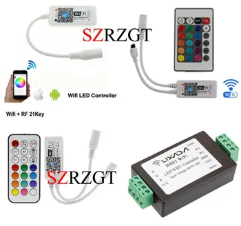 WiFI RGB LEVOU Controlador DC12V Mini RF Com 21Key/24Key IR Controle Remoto