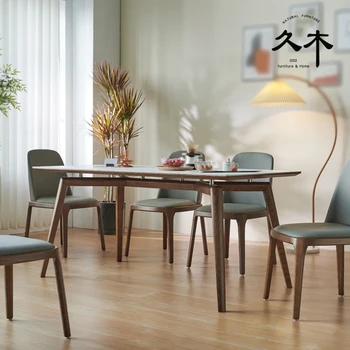 Escandinavo placa de roca mesa de comedor y silla italiano minimalista suspendido de madera maciza mesa de comedor