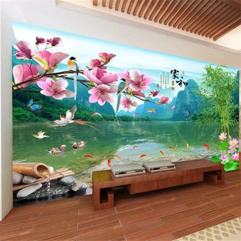 wellyu papel de parede 3D Hermoso paisaje del sur de paisaje de Guilin Magnolia flores el país de las Maravillas TV fondo pared behang