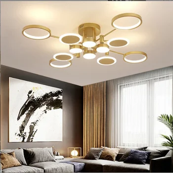 Lámparas de Luz de Lujo de Oro de LED de Salón Comedor Moderno colgante de Arte de Techo del Dormitorio Simple Decoración de Interiores Colgante Lámparas