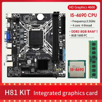 H81 Placa base KIT de LGA 1150 con core I5 4690 Procesador DDR3 8GB 1600MHz PC memoria RAM de la USB3.0 SATA3.0 gráfica Integrada