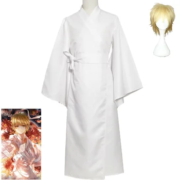 Anime Noragami Aragoto Yukine Traje De Cosplay Aldult Unisex Exquisita Kimono Blanco De La Correa De La Peluca De Halloween Albornoz Uniforme De Traje