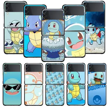 Pokemon Squirtle Para Samsung Galaxy Z Flip4 Flip3 5G funda Dura para Galaxy Z Flip 4 Z Teléfono plegable Cubierta de Shell Fundas Capa
