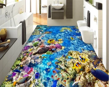 beibehang papel tapiz para paredes de la habitación en 3d fondo de pantalla Personalizados de gran fondo del mar, peces tropicales 3D piso de baldosas de pared impermeable de fondo de pantalla