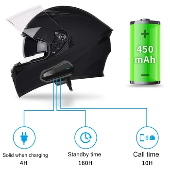 B35 Motocicleta Intercomunicador Micrófono, Bluetooth 5.0 Casco Auricular Interfono, Radio FM Sonido HI-FI de Calidad Siri Azul