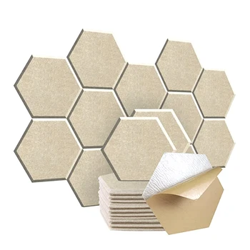 12 Pieza Hexagonal Panel Acústico, 12X10x 0.4 Pulgadas, con Estilo Acústico de Paredes Para el Hogar Y la Oficina (Luz, el Color Camel)