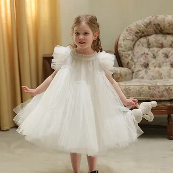 2023 Nuevos Niños Vestidos de Verano de las Niñas Vestido de Princesa Bebé Hilo Hinchada Vestido de los Niños Niñas Ropa 2to10