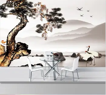 wellyu Personalizados gran mural 3d fondo de pantalla de tinta China de la longevidad de pino de bienvenida de pino fondo de la sala de estar de fondo fondo de pantalla