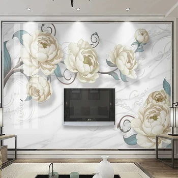 Moderno pintado a Mano de Rosa Flores de la Pared que Cubre el Arte Mural de papel Tapiz Para la Sala de estar Sofá TV Dormitorio de Fondo Decoración para el Hogar Fresco