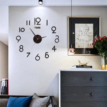 Moderno Diseño de BRICOLAJE Sencillo Reloj Digital Silencio Reloj de Pared de Punch-Libre de la etiqueta Engomada de la Pared de la Oficina de Hogar Reloj de Pared de la Habitación de Decoración