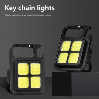 Mini LED Llavero Linterna de Luz Portátil Multifuncional de la MAZORCA de Camping Linternas de Carga USB, Luces de Trabajo de pesca de la Lanterna