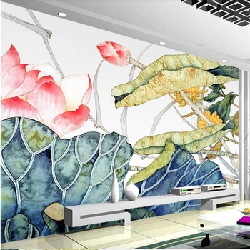 wellyu de la pintura China de la pintura China de Lotus estilo Chino de la pared personalizados de gran mural verde fondo de pantalla papel de parede