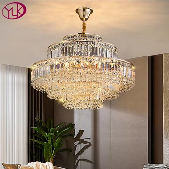 Moderna lámpara de cristal para la sala de estar de lujo de la ronda de decoración para el hogar colgante lámpara de lujo comedor led de cristal brillo