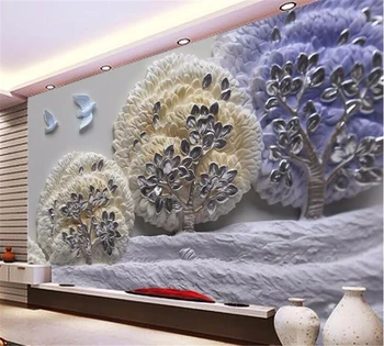 beibehang 3D Personalizados Mural de Moda Sala de estar Dormitorio Exquisito de Jade de la Grúa del Árbol de Durazno Fondo de Mármol Decoración del Hogar