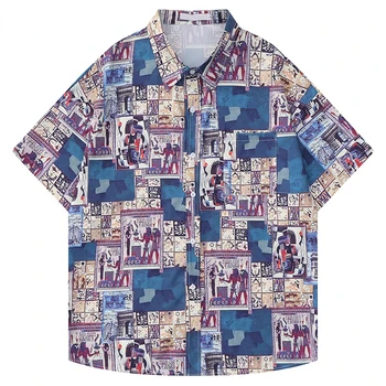 De Verano Los Hombres Botón Playa De Hawai Camisetas Hip Hop Divertido Gráfico Impreso Vintage Blusa 2023 Ropa De Moda Casual, Camisas Aloha