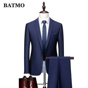 BATMO 2020 de la nueva llegada de la alta calidad de la tela escocesa casual trajes de hombres para hombres,vestido de novia,chaquetas+pantalones,plus-tamaño S-5XL 1698