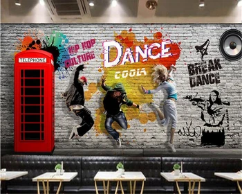 beibehang Personalizado papel mural pintado a mano de baile de la calle fondo de pantalla de la danza de la decoración de la pintura de fondo fondos de pantalla para la sala de estar