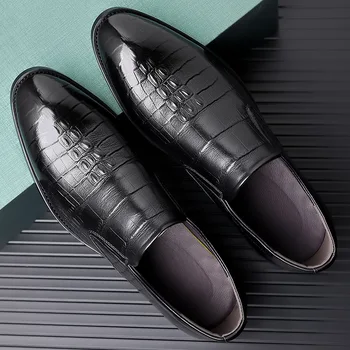 De Cuero genuino de los Hombres Casual Zapatos de la Marca de Lujo de 2022 Mocasines para Hombre Mocasines Transpirable Antideslizante en Negro Zapatos de Conducción