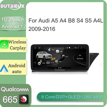 10.25 Pulgadas Android 12 Carplay Autoradio la Pantalla del Monitor de Radio de Navegación GPS, Reproductor Multimedia para Audi A4 B8 A5 S4 2009-2017 RHD