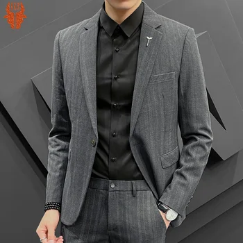 (Chaqueta + pantalones) vestido formal de la moda de diseño oscuro de los hombres casual boutique de negocios de la boda el novio mejor traje de hombre de la chaqueta de los pantalones