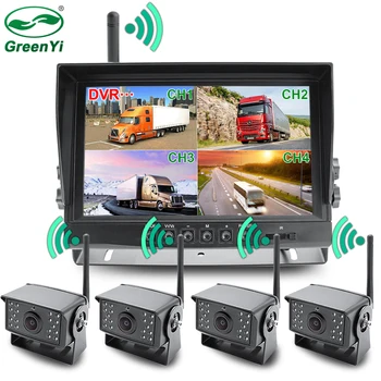 2023 Actualización AHD Inalámbrico Digital de Copia de seguridad DVR de grabación de la Cámara y 4CH de 9 Pulgadas AHD Kit de Monitor Para el Camión/Remolque/Bus/Camionetas/Trailer