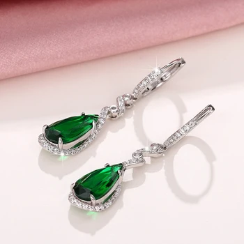 CAOSHI Temperamento Dama Verde de Cristal Pendientes Aniversario de la Ceremonia de Accesorios con Delicado Diseño Elegante de las Mujeres de Lujo del Regalo