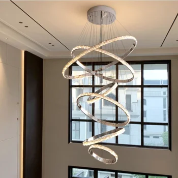 Led Colgante Lámparas Nueva Araña de cristal de acero inoxidable, sala de estar decoración de la villa de lujo espumoso de iluminación moderno loft