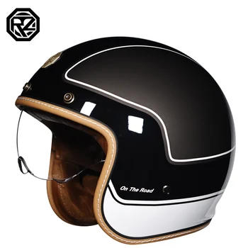 De Cara abierta de la Mitad de Moto Casco de la Motocicleta del vintage de Moto Vespa capacete Chopper Moto NEGRO