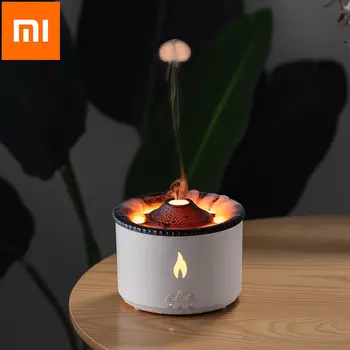 Xiaomi Nueva Volcánico Llama Difusor Del Aroma Del Aceite Esencial De La Lámpara De La Niebla De Aromaterapia Medusas Descompresión De Simulación De Llama Humidificador