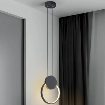12W Nuevo Diseño de la Moderna lámpara Colgante Minimalista Marco Negro LED de la Lámpara Colgante Para la Sala de estar Dormitorio Comedor Decoración