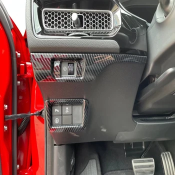 Para Honda Civic 11 de Generación 2021-2022 ABS de Fibra de Carbono Faro de Coche Ajuste del Interruptor de Control de la Cubierta del Botón de Accesorios decorativos