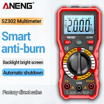 ANENG SZ302 Profesional Multímetro Digital AC/DC Votage Probador de Detector de velocidad de conducción nerviosa Probador de Resistencia Ohm Amperímetro Capacitancia TestMeter