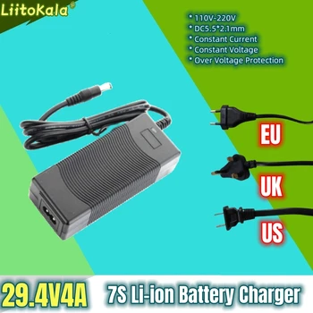 LiitoKala 7S 29.4 V 4A 24v batería de iones de litio cargador de Escritorio de tipo rápido Adaptador de fuente de Alimentación de la UE/US/AU/UK AC DC Convertidor 5521