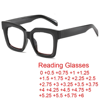 Tendencia Nueva Cuadrados de gran tamaño Gafas de Lectura de la Mujer Transparente Lente Óptica de Gafas de Presbicia celebridad Gafas de 0 a +6.0