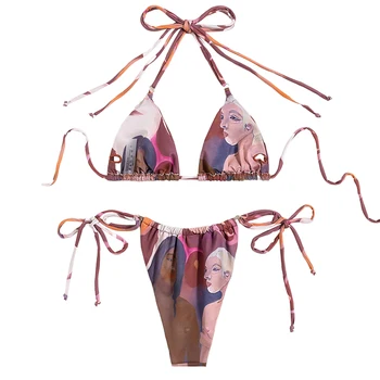 Las Mujeres de la moda del Traje de baño Sexy Bikini con lazos de la Correa de Dos piezas de Verano Traje de Baño trajes de baño de Sol Ropa de Spa Ropa ASD88