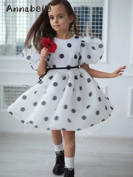 Annabelle Vestido para Niña de Lattern de Niños de Manga Fiesta de Cumpleaños Vestido de Una Línea de Vestidos de Niña de Flores para Bodas de Niños