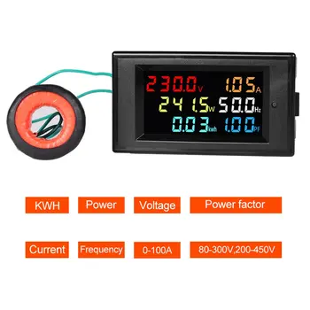 LCD Digital de Panel Vatímetro de Energía el Medidor de Energía de Voltaje Voltímetro Amperímetro de Corriente Indicador de la Frecuencia de la CA 110V 220V 380V 100A