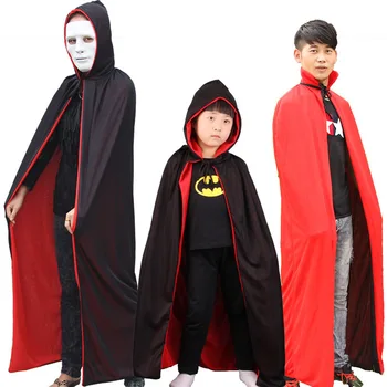 Adultos Niños de Halloween Diablo la Muerte Disfraz de Vampiro la Mascarada de Larga Negro con Capucha Capa de Vestir Traje de Wicca Pirata Joker Cabo