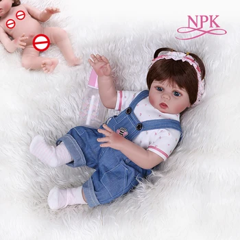 48 CM salas para niños prematuros bebe muñeca reborn niña de la muñeca de cuerpo completo de silicona suave y realista suave de la muñeca del bebé Baño de juguete Anatómicamente Correcta