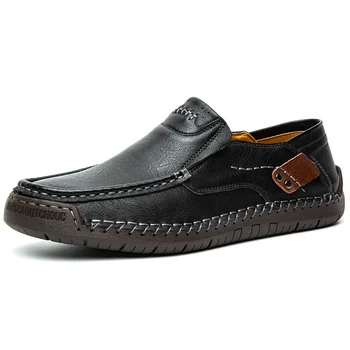 Sapatos casuais de couro feitos à la oficina mao dos homens macios sapatos de diseño de homem confortável sapatos de couro sapatos de condução