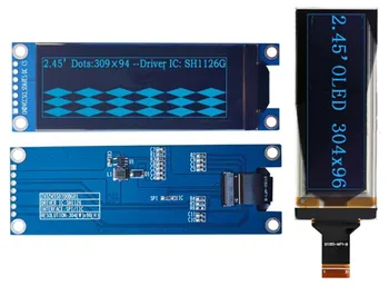 IPS 2.45 pulgadas 7 PIN/31PIN Azul Pantalla OLED Módulo SH1126G de la Unidad de IC 304*96 SPI/I2C/Paralelo de la Interfaz de 16 Niveles de Gris