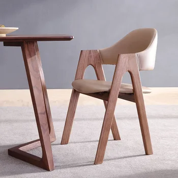 Madera maciza de ocio, casa de sillas de comedor de estilo Nórdico moderno minimalista sillas de madera natural