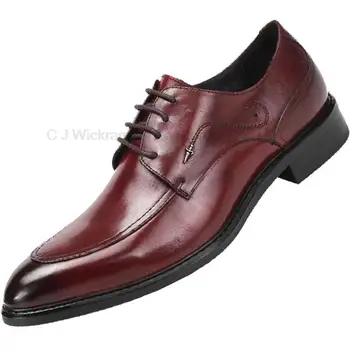 Negro Rojo Vino Derby De Estilo Brogue Novio Vestido De Diseñador Mejores Zapatos De Moda De Cuero Genuino Hecho A Mano Zapatos Para Hombres De Negocios