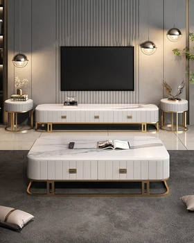 El lujo moderno mueble de TELEVISIÓN, mesa de té combinación de muebles, sala de estar, en la superficie de mármol, simple mueble de TELEVISIÓN, bajo gabinete, piso